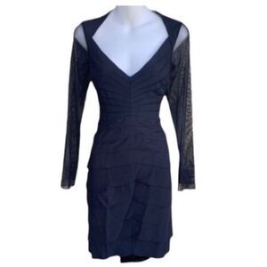 Vintage Chetta B Size 4 Mesh Sleeve Bandage Cocktail Dress Black Whimsigoth Alt